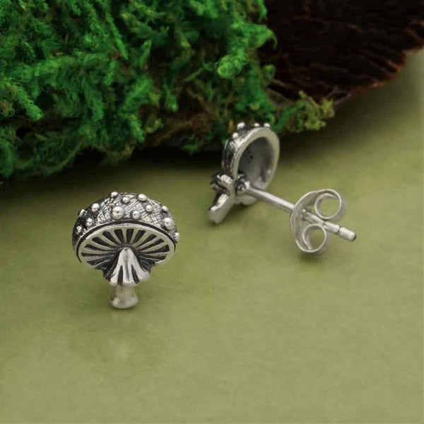 Sterling Silver Agaric Mushroom Post Earrings
