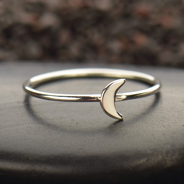 Sterling Silver Tiny Moon Ring