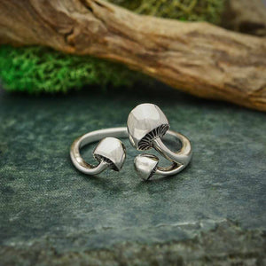Sterling Silver Adjustable Three Mushroom Ring