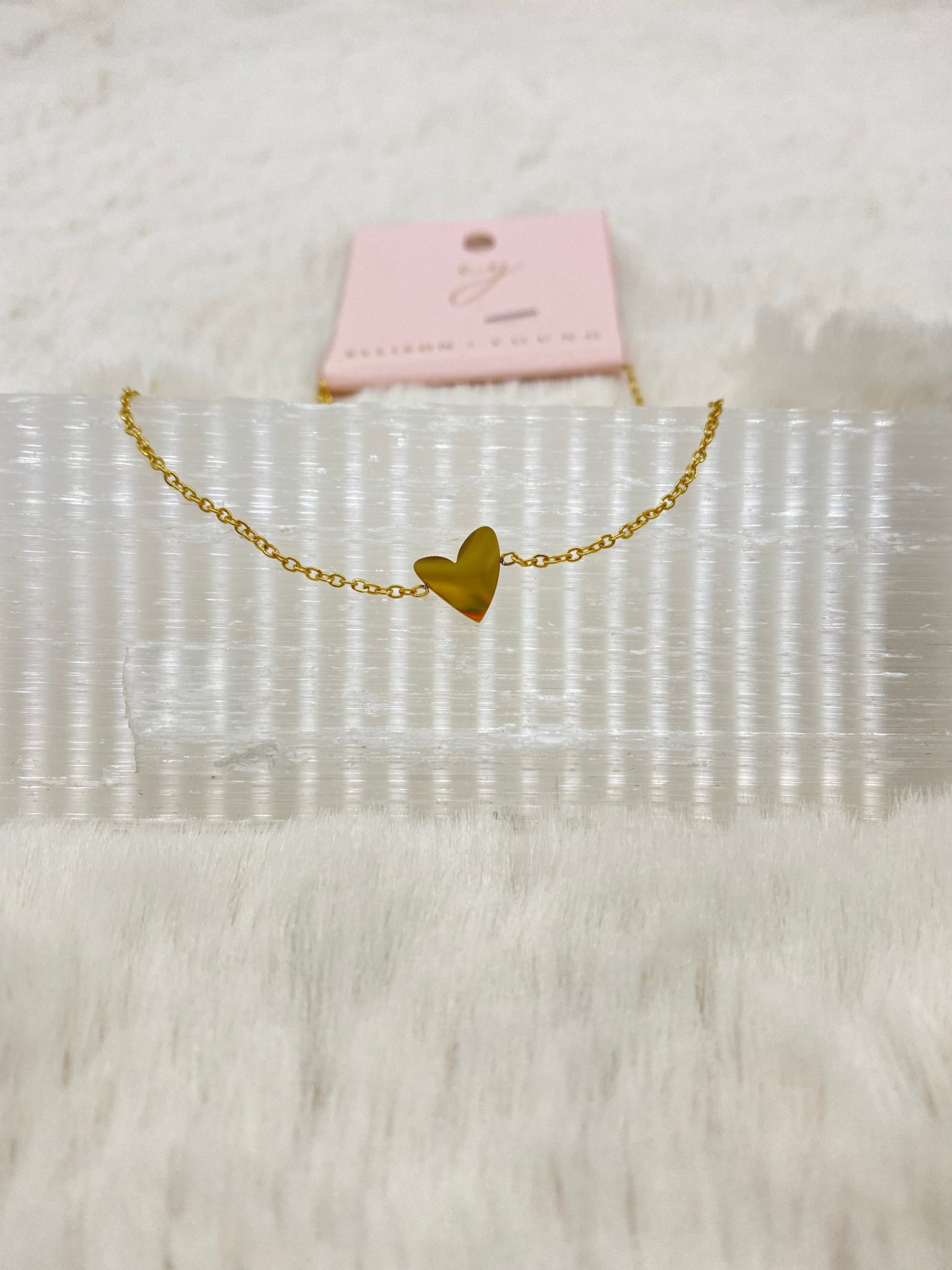 Gold Plated Lead & Nickel Free Dainty Heart Anklet - Ellison + Young
