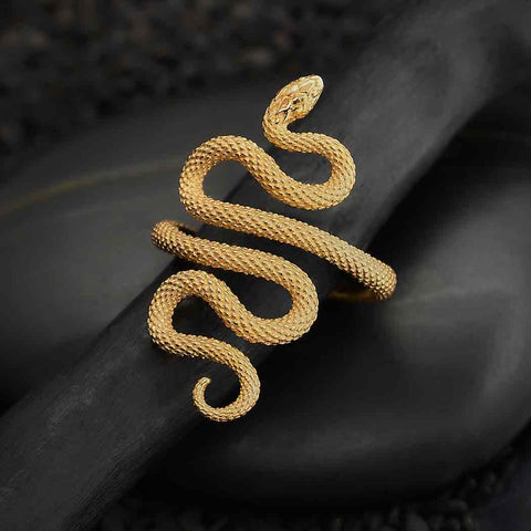 Bronze Textured Snake Adjustable Ring