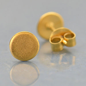 Gold Stud Earrings - Circle Post in 24k Gold plate