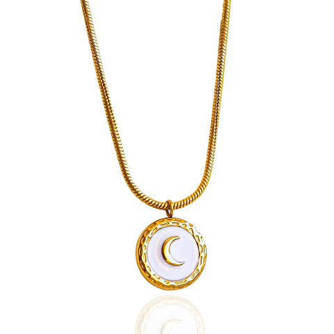 Gold Plated Moon Necklace on Snake Chain