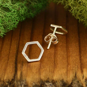 Sterling Silver Honeycomb Hexagon Post Earrings