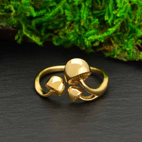 Bronze Adjustable Three Mushroom Bronze Ring