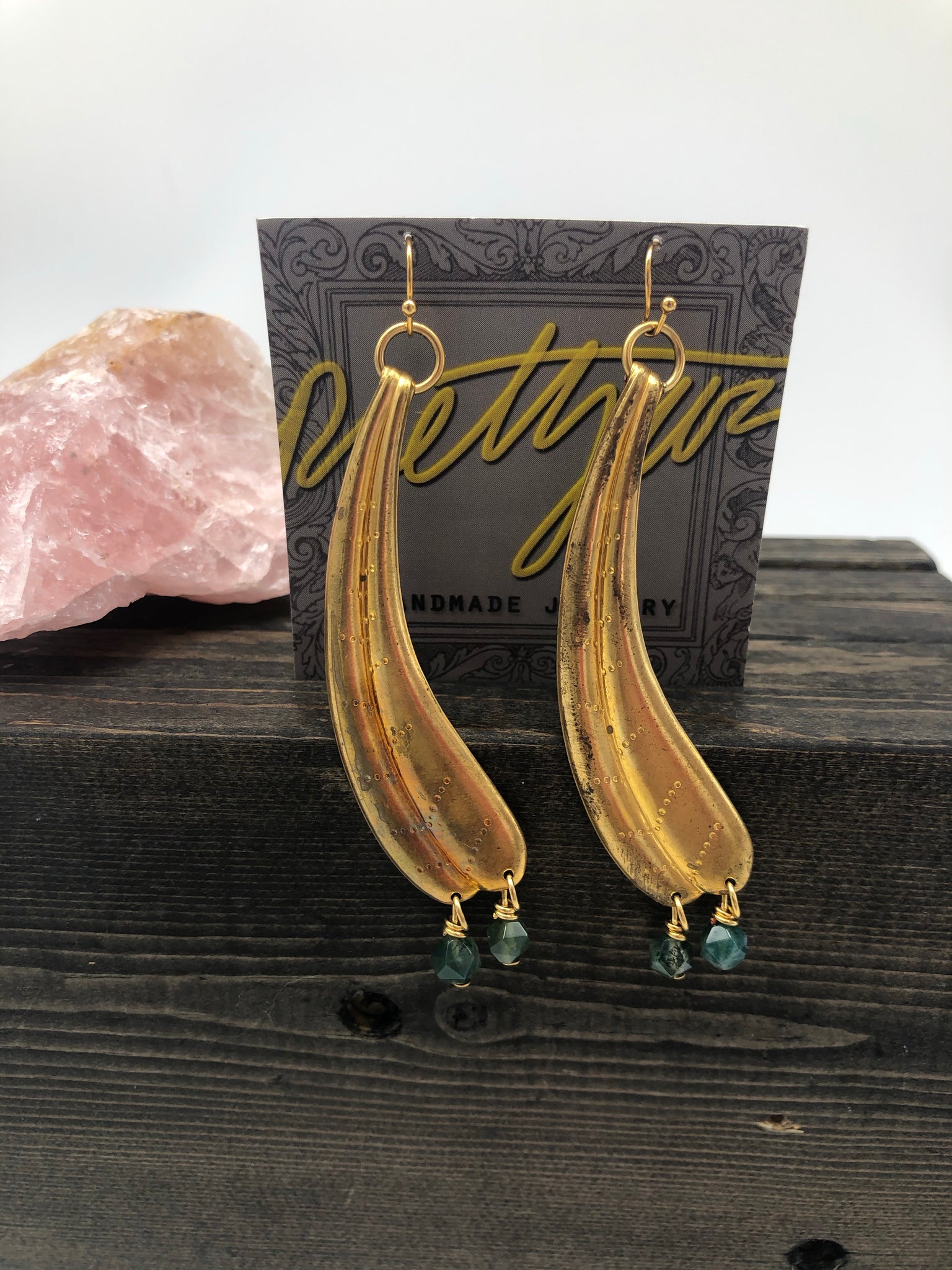 Vintage Brass Drop Earrings - The Pearl of Door County