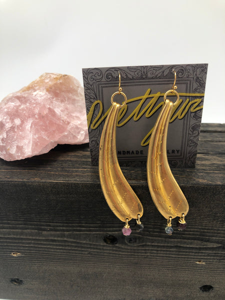 Vintage Brass Drop Earrings - The Pearl of Door County