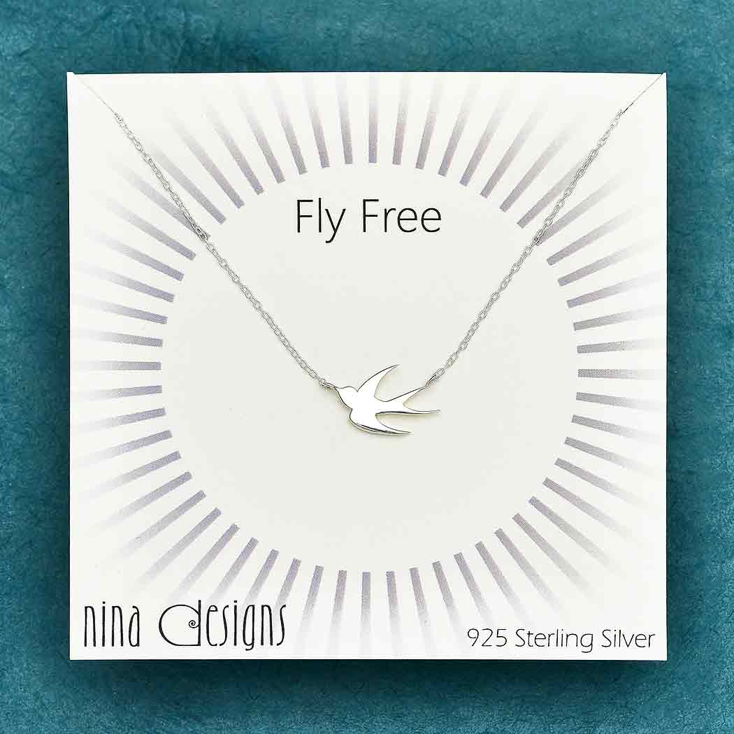 Sterling Silver Swallow Necklace 18 Inch