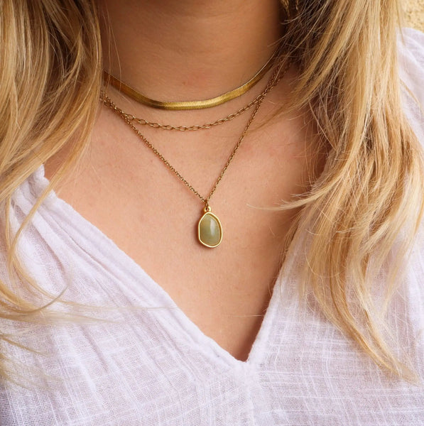 Gold Plated Green Aventurine Necklace