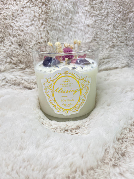 Lunastry Soy Wax & Crystal Candles - Blessings