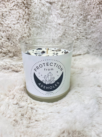 Lunastry Soy Wax & Crystal Candles - Protection from Assholes