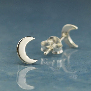 Sterling Silver Crescent Moon Post Earrings