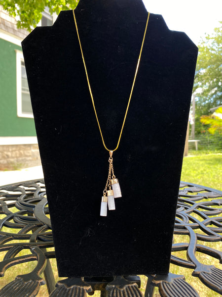 3 Tier Selenite - Gold Plated Lead & Nickel Free Necklace