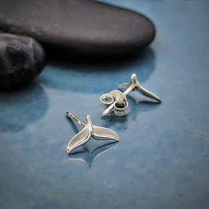 Sterling Silver Whale Tail Post Earrings