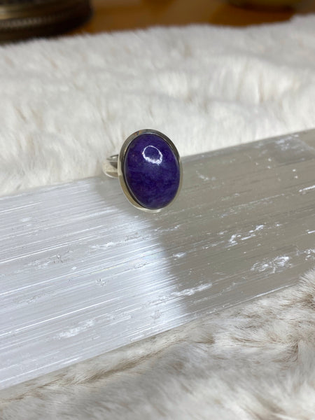Charoite Adjustable Sterling Silver Rings