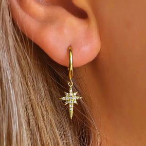 Gold Crystal Star Hoop earrings