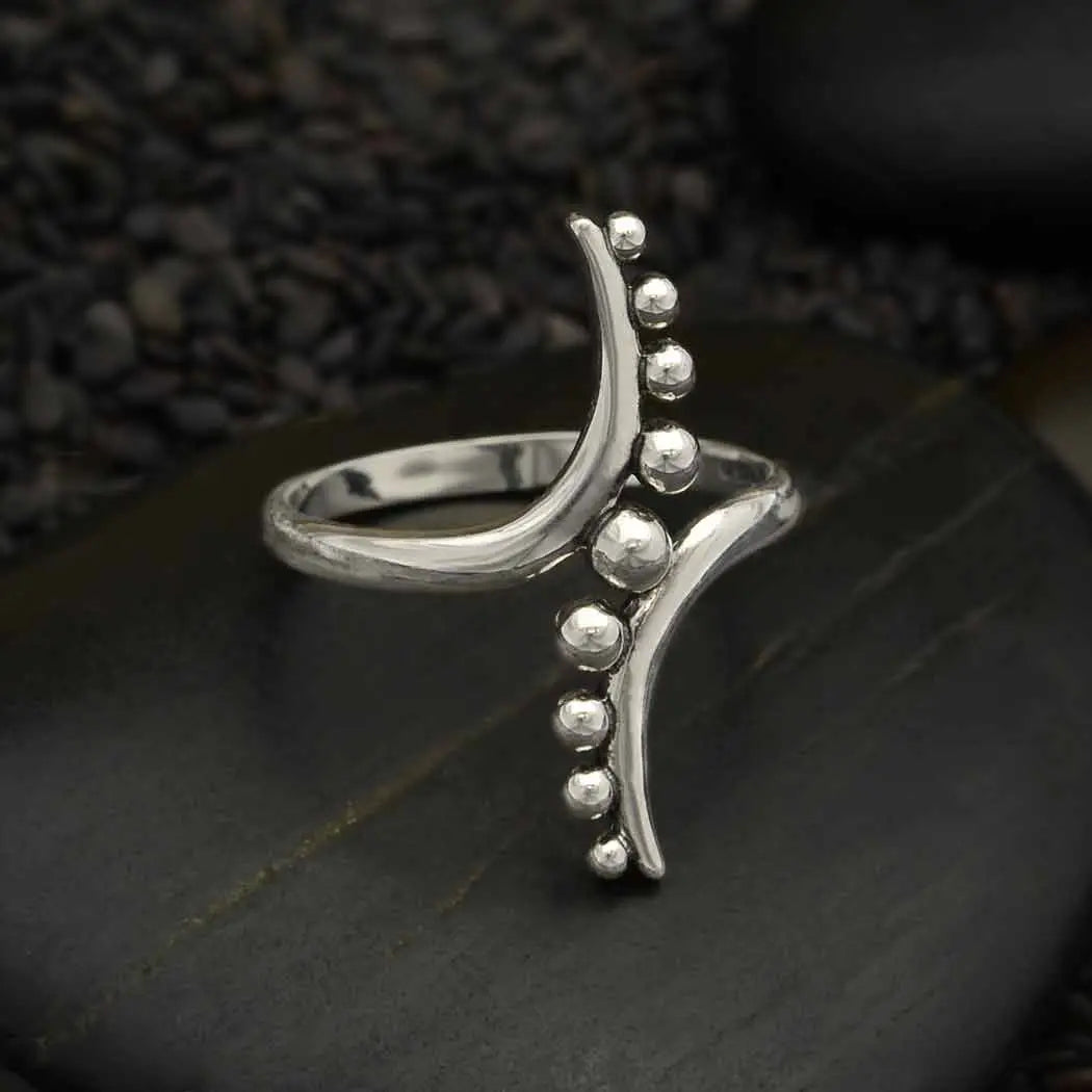 Sterling Silver Curves & Dots Ring