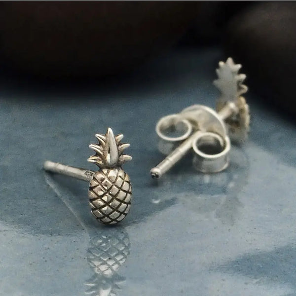 Sterling Silver Pineapple Post Earrings