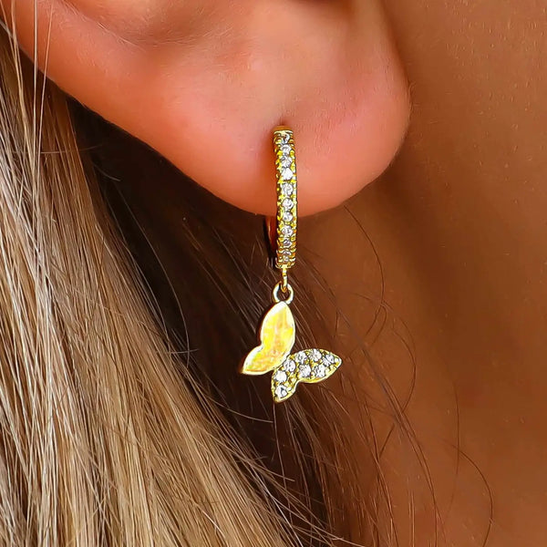 Dainty Butterfly Hoop earrings