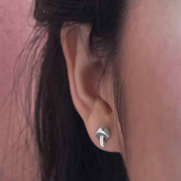 Sterling Silver Mushroom Post Earrings