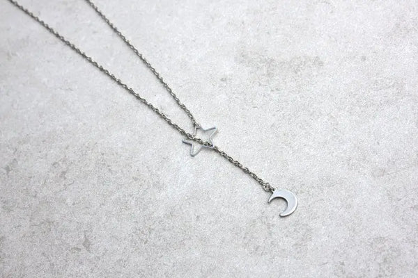 Moon and Star Lariat Necklace - DaniAWESOME