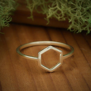Sterling Silver Honeycomb Hexagon Ring