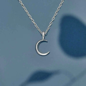 Sterling Silver Crescent Moon Necklace 18 Inch