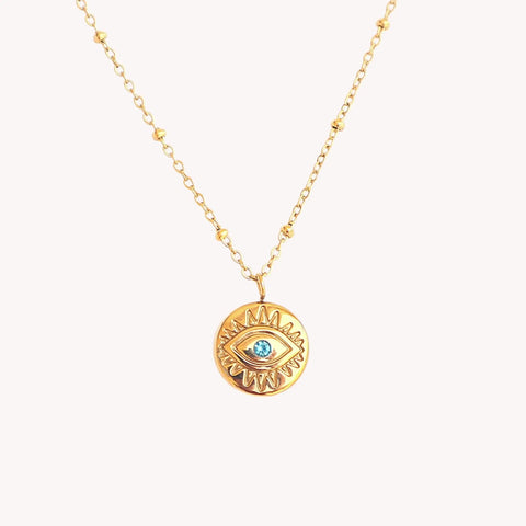 Gold Plated Evil Eye Jewel Necklace