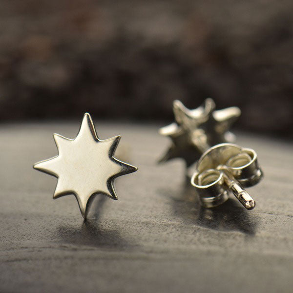 Sterling Silver Stud Earrings- North Star 7x5mm