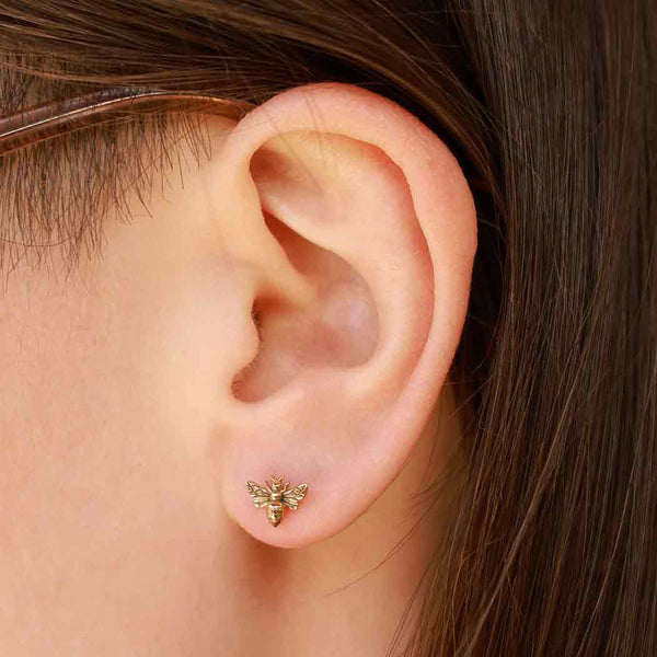 Bronze Bee Post Earrings