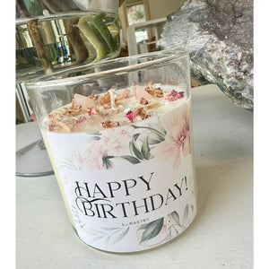 Lunastry Soy Wax & Crystal Candles - Happy Birthday