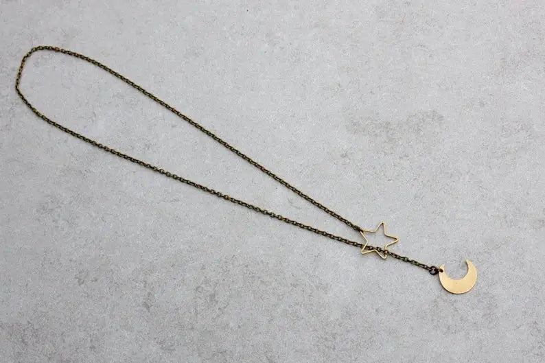 Moon and Star Lariat Necklace - DaniAWESOME