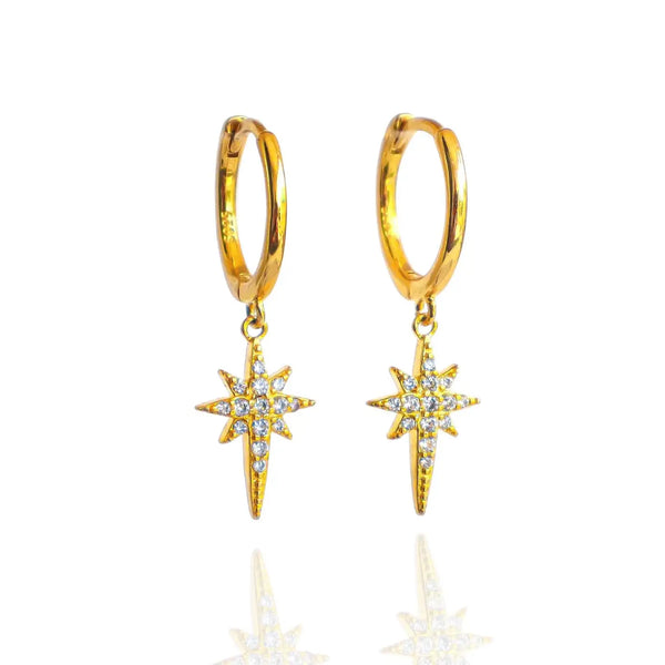 Gold Crystal Star Hoop earrings