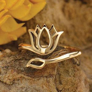Bronze Lotus Adjustable Ring