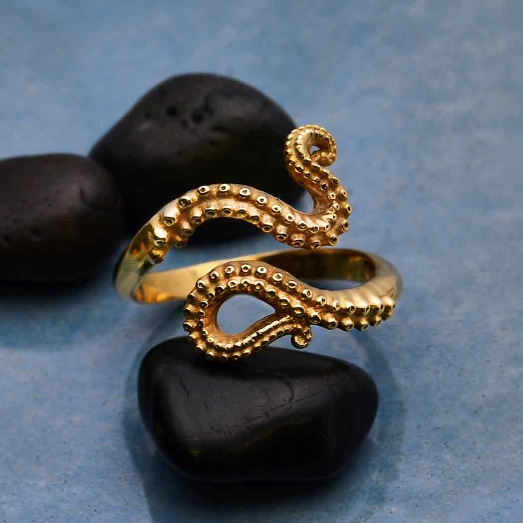 Adjustable Octopus Tentacle Bronze Ring