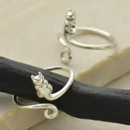 Adjustable Sterling Silver Cat Ring