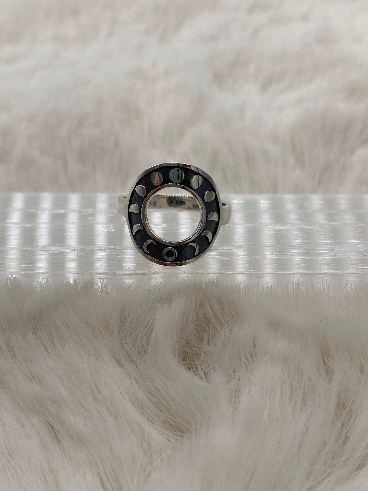 Sterling Silver Circle Moon Phase Ring