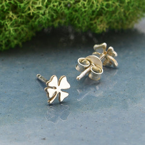 Sterling Silver Four Leaf Clover Post Earrings