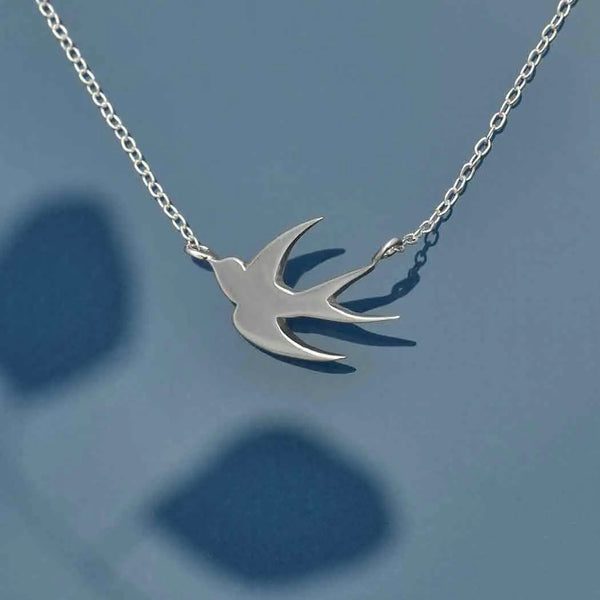 Sterling Silver Swallow Necklace 18 Inch