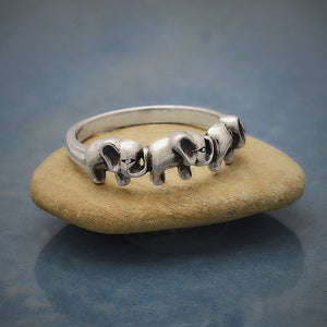 Sterling Silver Three Elephant Ring