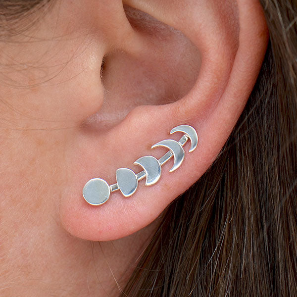 Sterling Silver Moon Phase Ear Climber