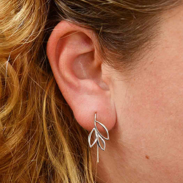 Sterling Silver Ear Hook with Marquis Leaves